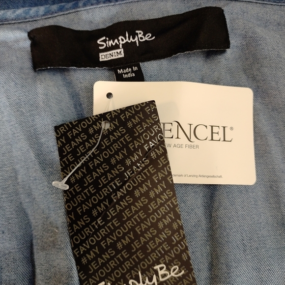 Simply Be Jean Denim Maxi Dress Women's V-Neck Blue Soft Plus Size 26 NWT - Picture 8 of 10